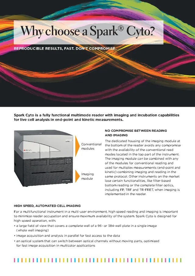 Cover of the Tecan Why Choose a Spark Cyto flyer